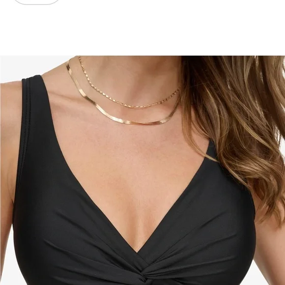 NWOT DKNY Women's Twist Tummy Control One Piece Swimsuit - Picture 4 of 8